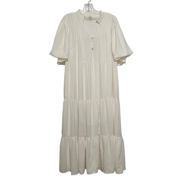 Entro Tiered Peasant Maxi Dress S White Cottagecore Romantic Coquette Ren Faire - Picture 1 of 7